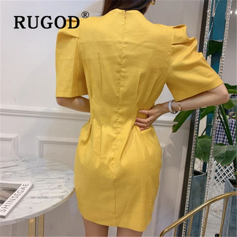 RUGOD корейское женское платье с квадратным воротником модное ТРАПЕЦИЕВИДНОЕ