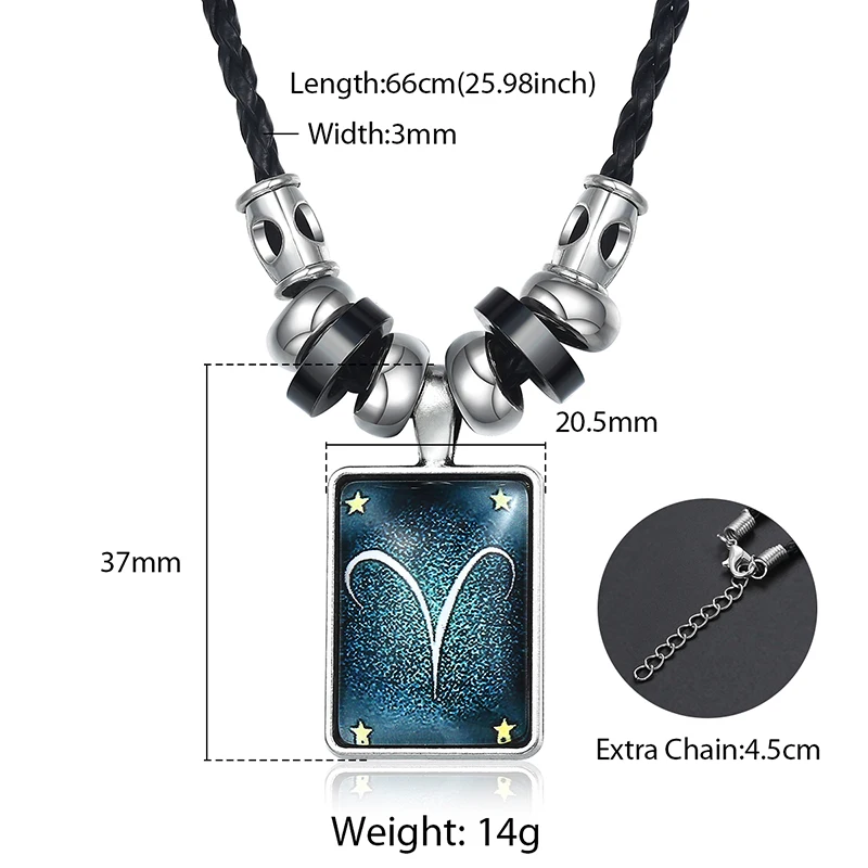 Кожаное ожерелье ручной работы для мужчин и женщин 12 созвездий зодиака мужское