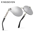Женские солнцезащитные очки KINGSEVEN, зеркальные очки в готическом стиле с металлической оправой, с аксессуарами