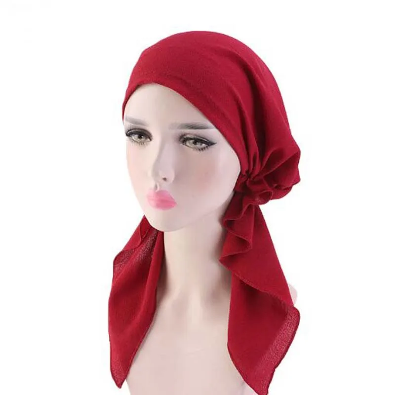 

Paris Braids Loosen Skullies Beanies Spring Autumn brand Polyester Turban Hats For Women Ribbon Chemotherapy Caps