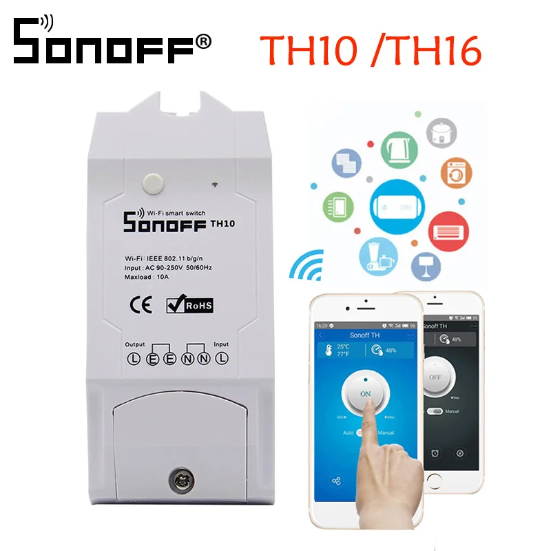 SONOFF TH10 TH16 умный датчик влажности переключатель беспроводной зонд монитор температуры мониторинг Wifi умный дом пульт дистанционного управления