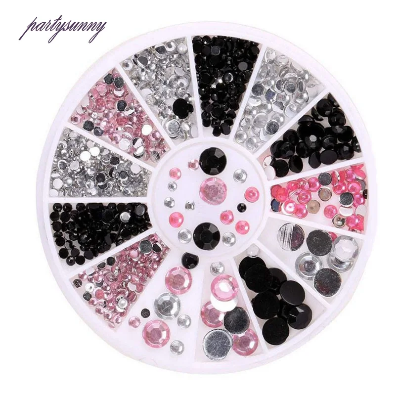 PF Смешанный Цвет Ногтей Акрил Стразы для Flatback Клей на Бусы Дизайн Отделки