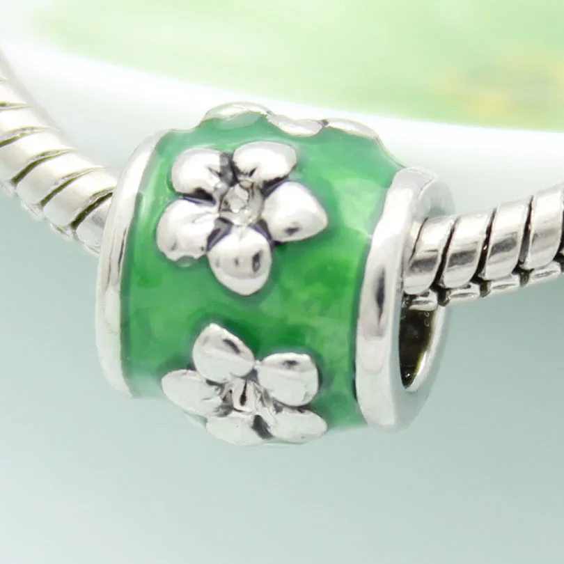 Бесплатная доставка европейские модные зеленые эмалированные бусины-шармы в