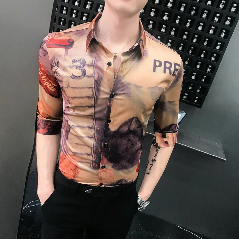 Летние мужские модные рубашки с принтом для Мужская рубашка Гавайский Camisa Hombre