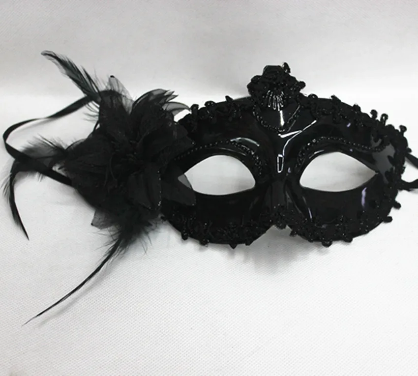 

Fashion Sexy Lady Black White Eye Masks Lace Feather Flower Halloween Half Face Mask Decor For Masquerade Party Accessories