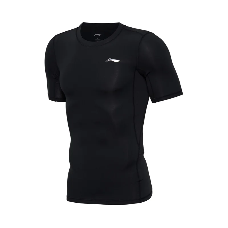 Li Ning Мужская футболка для профессиональной тренировки облегающая 88% полиэфир 12%