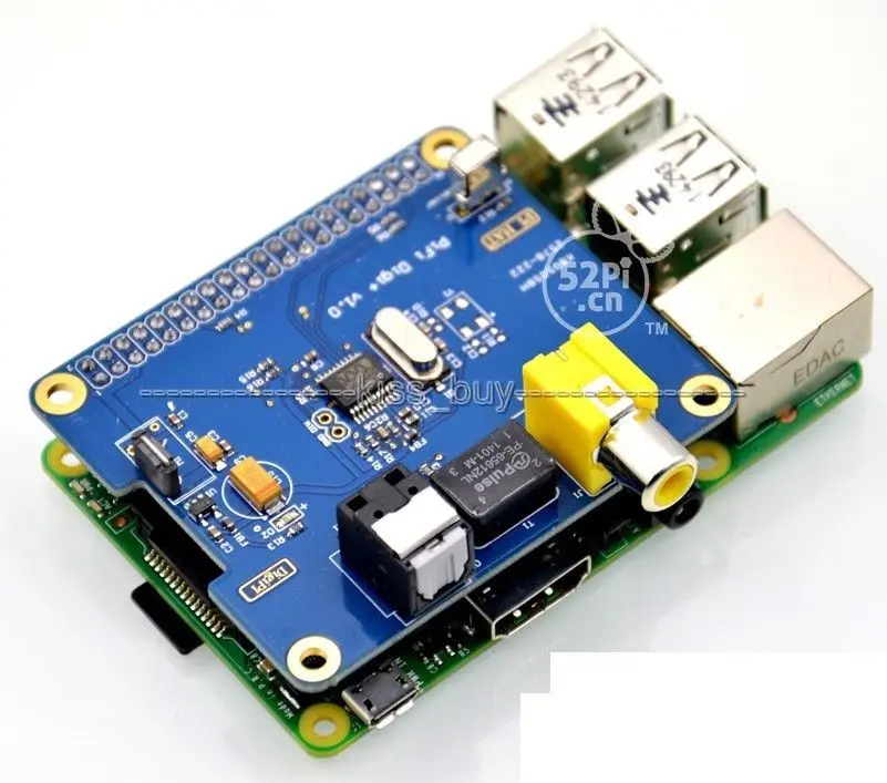Цифровая звуковая карта HIFI DiGi + I2S SPDIF оптический интерфейс RCA для Raspberry Pi 3 /2 B A volumio