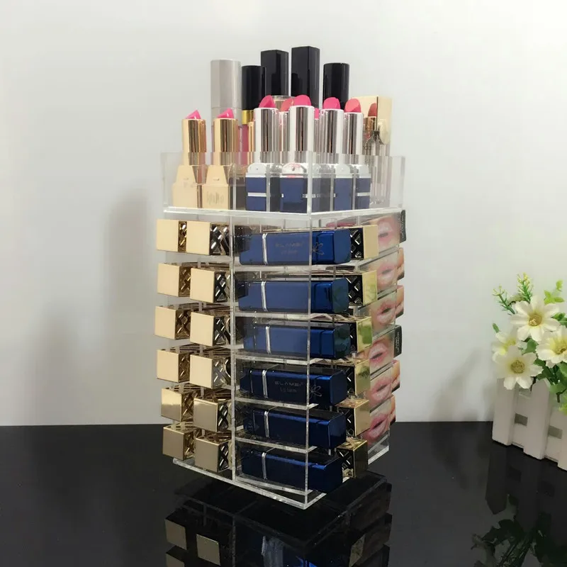 Акриловый прозрачный органайзер для макияжа вращающийся на 360 градусов 40 ячеек