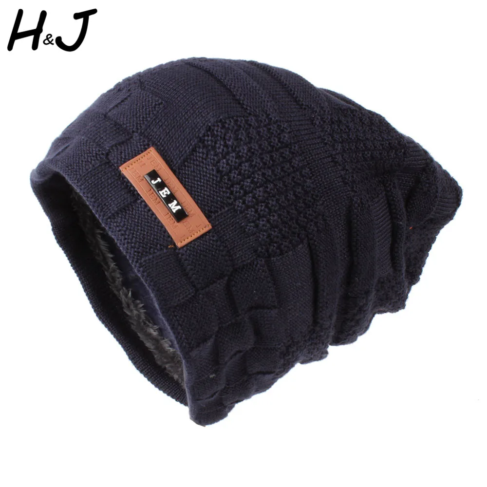 Мужская зимняя шапка бини вязаные шапки Skullies Bonnet для папы маска двухслойная