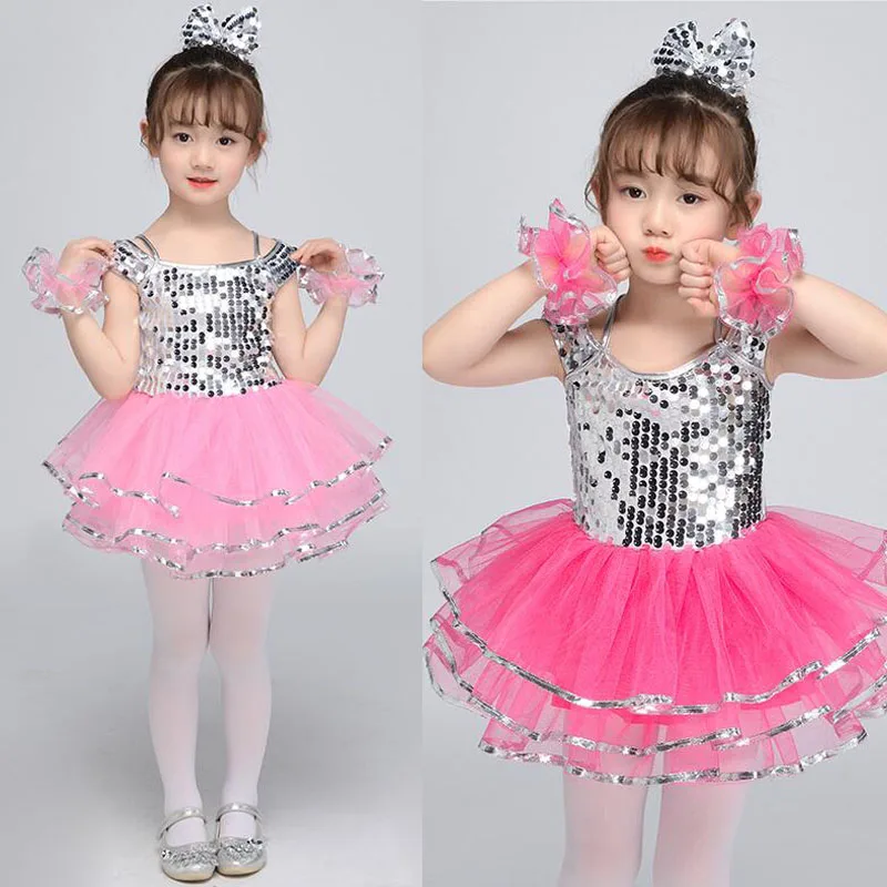 

Children Ballroom Modern Jazz Dance dress Girls Sequined Hip Hop Dancing Costumes Sweatshirt dancing dress Stage Wear