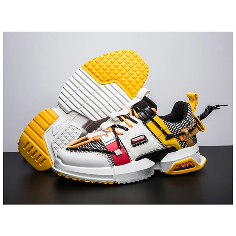 Man Shoes 2019 Fashion Casual Sneakers Leather Stitching Men's Footwear Platform Sports For Male | Обувь