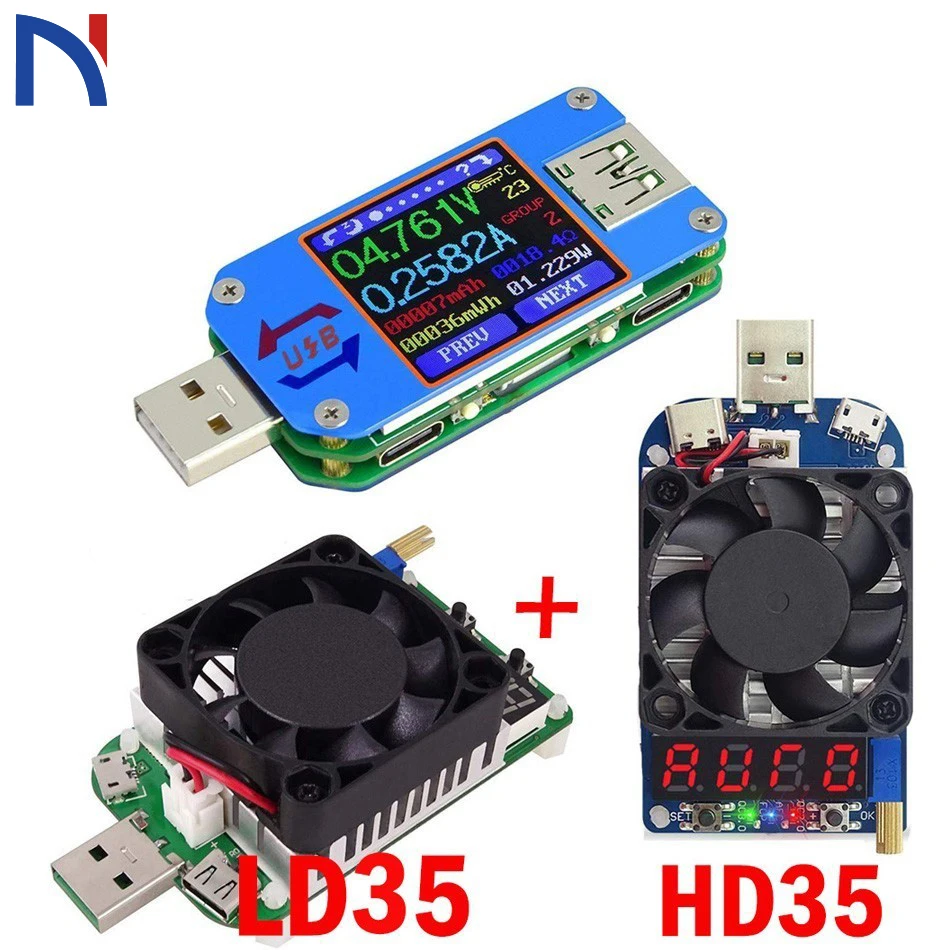 

UM25 UM25C For APP USB 2.0 Type-C LCD Voltmeter ammeter voltage current meter battery charge measure With 35W LD35 HD35 Load
