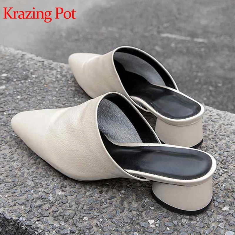 Женские туфли лодочки Krazing pot из натуральной кожи с круглым носком на среднем