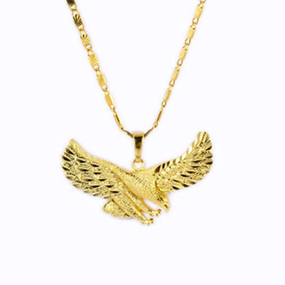 

Eagle Pendant Chain Yellow Gold Filled Fashion Womens Mens Pendant Necklace Gift