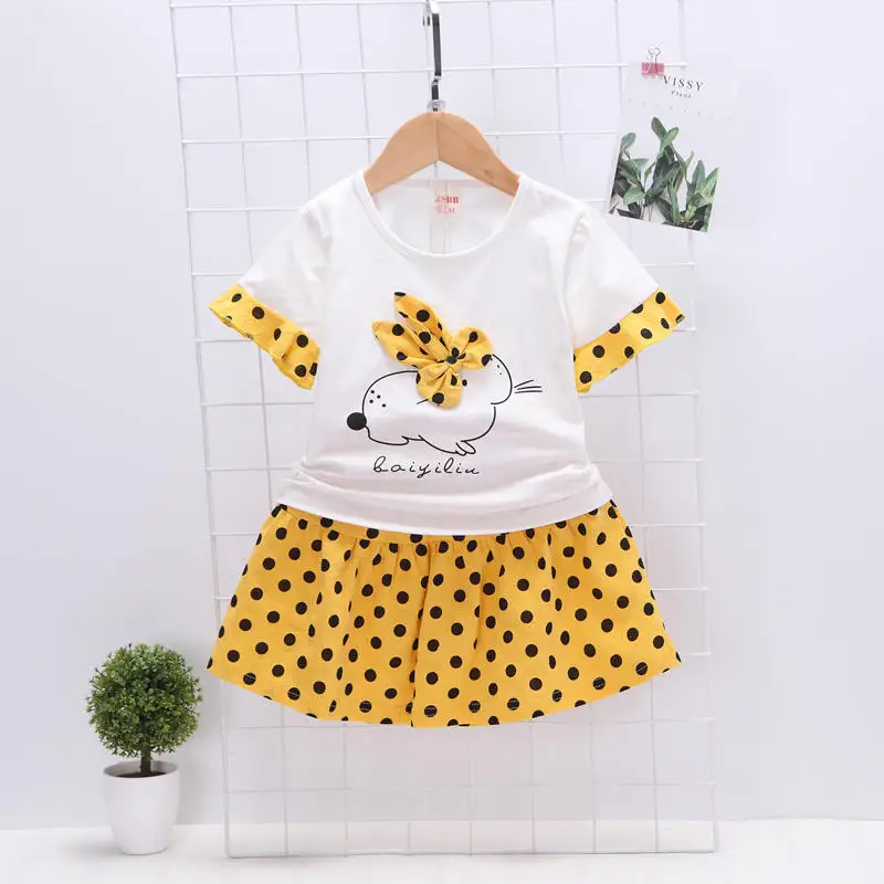 Одежда для маленьких девочек летний комплект одежда в горошек малышей летняя