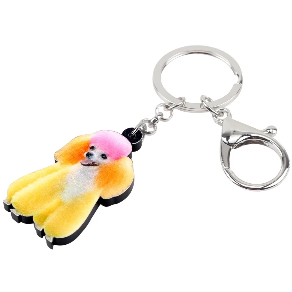 WEVENI акриловый цветной пушистый Пудель для собак брелок ключей кольца трендовые