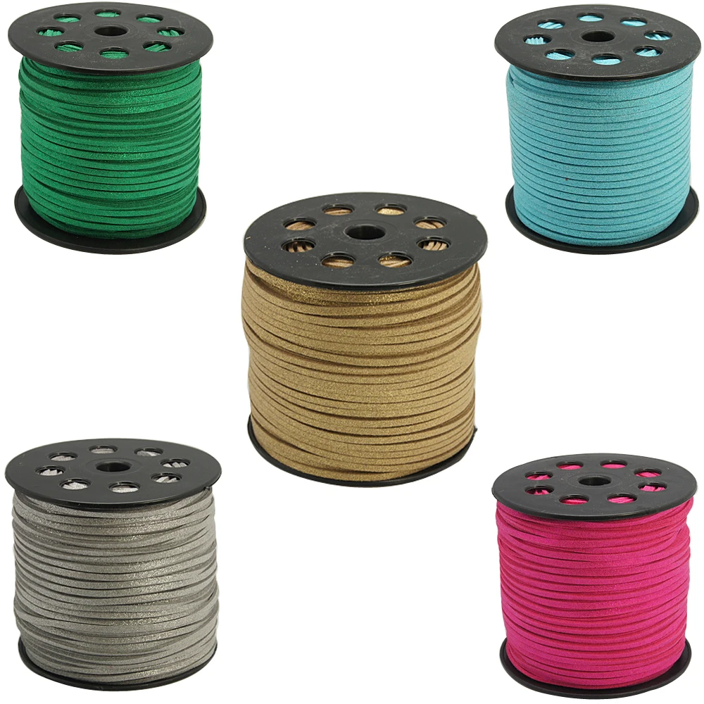 3 мм 100 ярдов/рулон блестящий порошок Искусственная Замша Шнур нить для