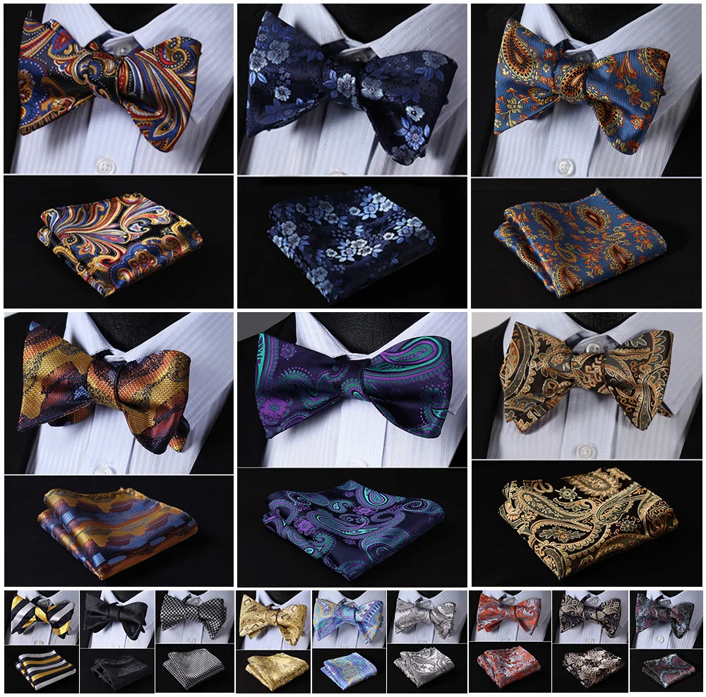 Цветочные Пейсли в полоску шелковые жаккардовые тканые мужские бабочки с