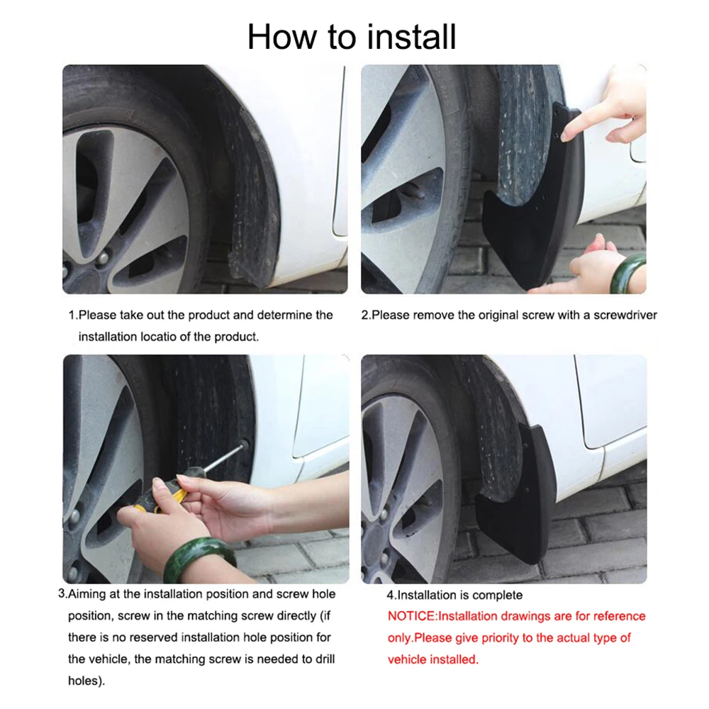 Новая 4 шт./компл. Передняя Задняя Защита от брызг для крыла Брызговики автомобиля