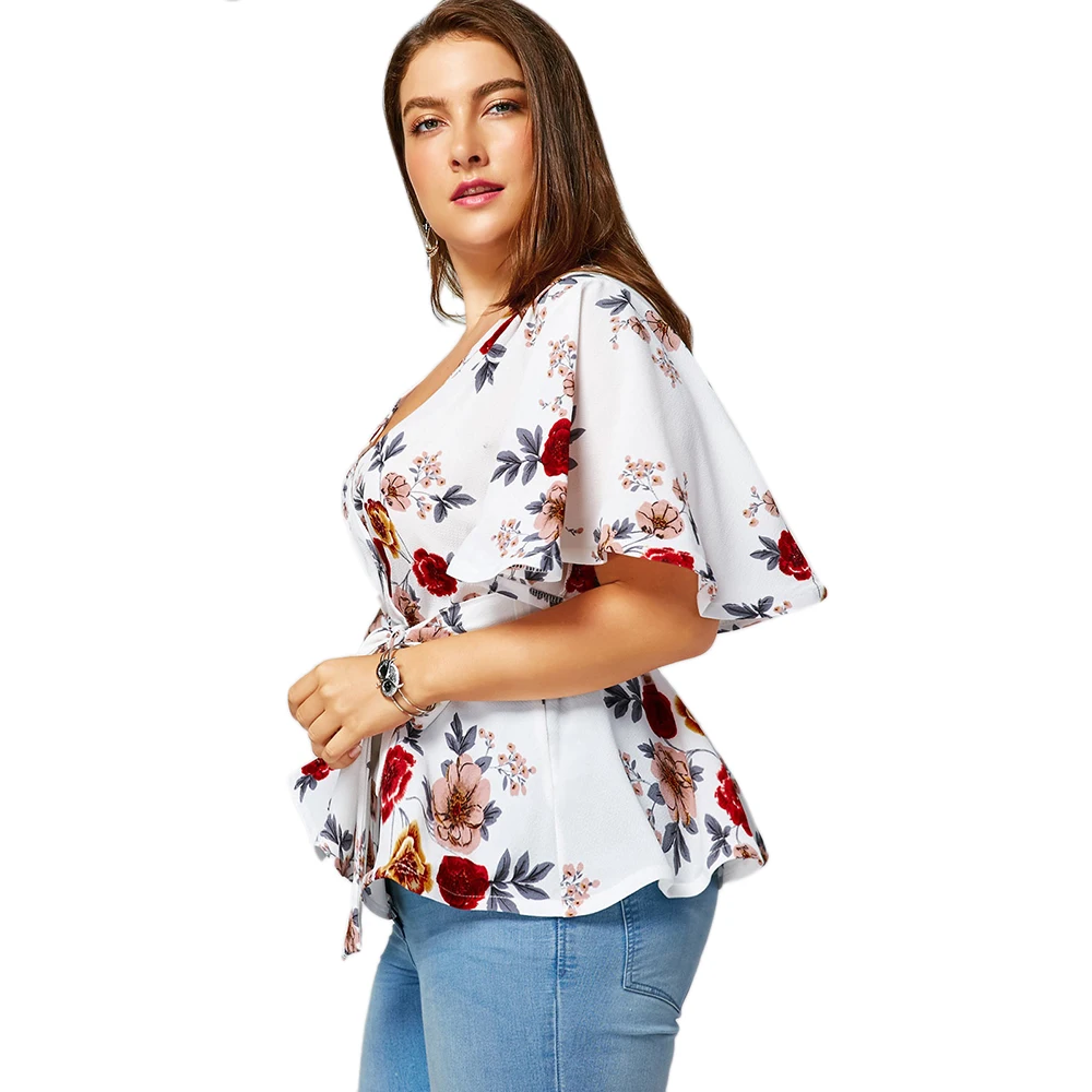 Женская блузка ROSEGAL в стиле бохо с расклешенными рукавами Цветочная женская