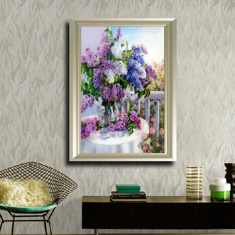 5D DIY алмазная живопись фиолетовая ваза с лавандой кристалл вышивка крестом Набор