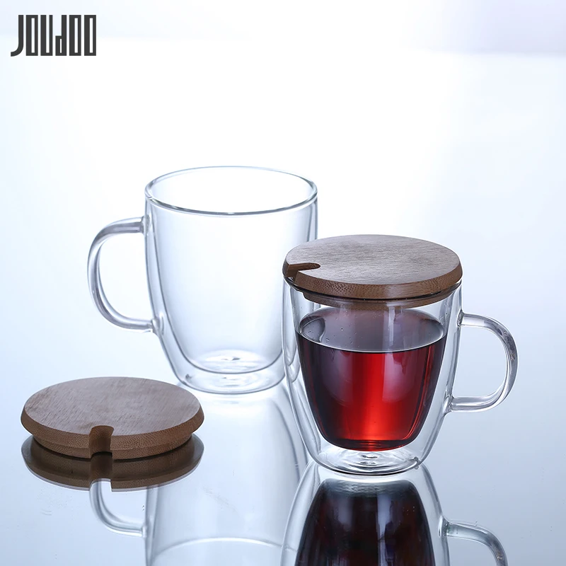 JOUDOO, двухслойная стеклянная чашка, Термостойкое стекло, материал, кофейные чайные чашки, 350 мл, 450 мл, ручная работа, изысканный 40