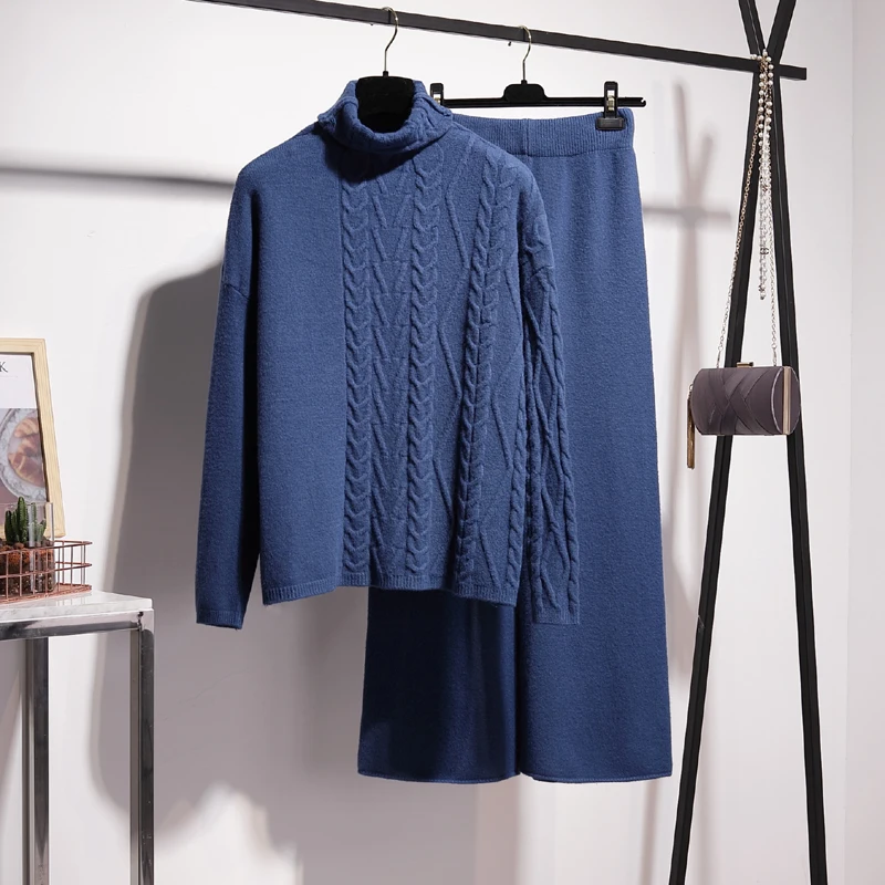 ALPHALMODA осенне зимний модный женский костюм с воротником хомутом Свободный