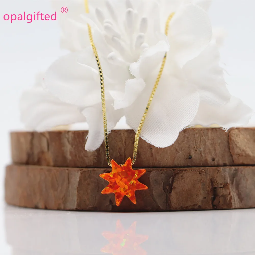 2020 Hot Sale 10mm Orange op31 Synthetic Flower Opal Necklace pendant for Wedding necklace S925 Trendy Jewelry High Quality | Украшения и