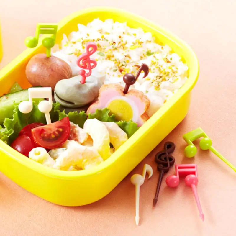 16 шт./компл. новинка фруктовые вилки Пластиковые музыкальные в форме нотки набор