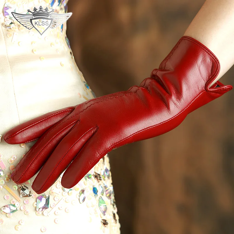 Брендовые женские перчатки KLSS из натуральной кожи высококачественные козьей