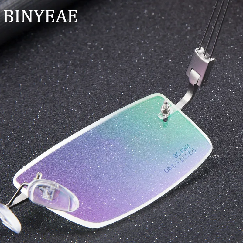 BINYEAE Men's Frameless Glasses Quality Frame Myopia Fashion prescription | Аксессуары для одежды