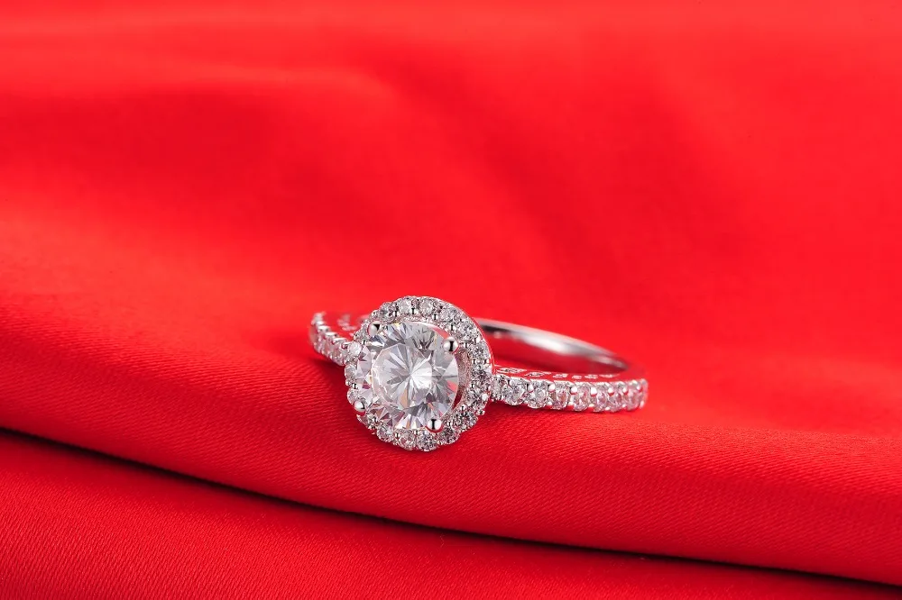 

Wholesale RIng Fabulous PT950 Stamped 1Ct Round Sterling Silver Platinum Ring SONA Luxury Diamond Women Wedding Classic Jewelry