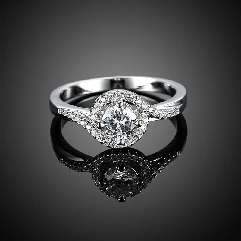 100% стерлингового серебра 925 циркон кольца ювелирные изделия обручальные для