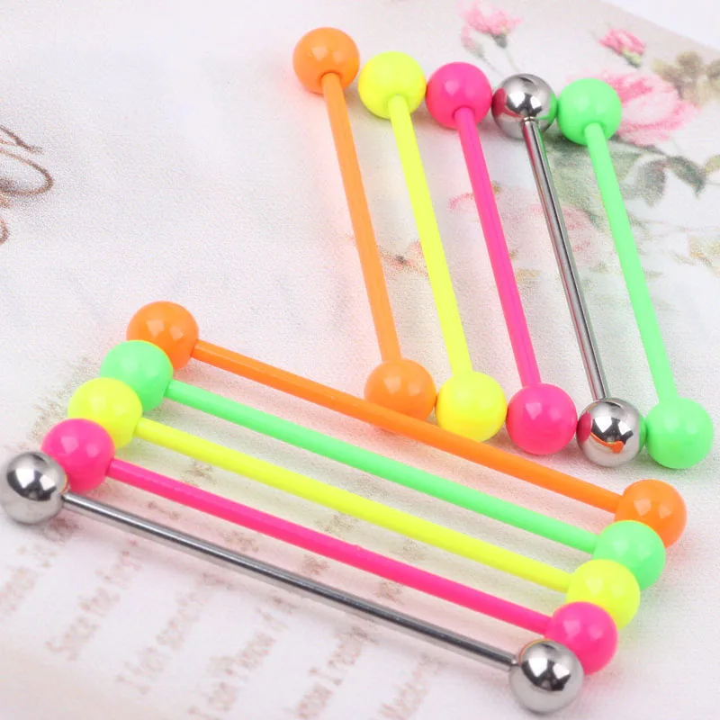 

Candy Paint INDUSTRIAL BARBELL 14G 1 38mm STRAIGHT PIERCING EAR CARTILAGE BAR 5 color 50/100pcs for whoesales piercing body ear