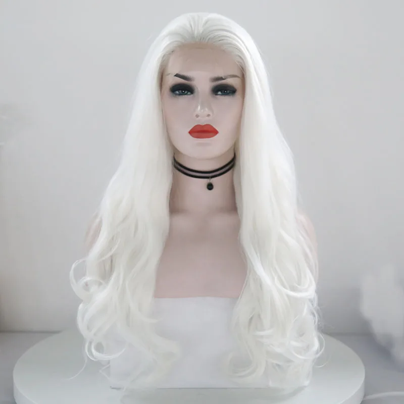 JOY& BEAUTY белый розовый красный длинный парик Синтетический кружевной передний парик жаропрочное волокно 2" натуральный длинный волнистый парик для белых женщин