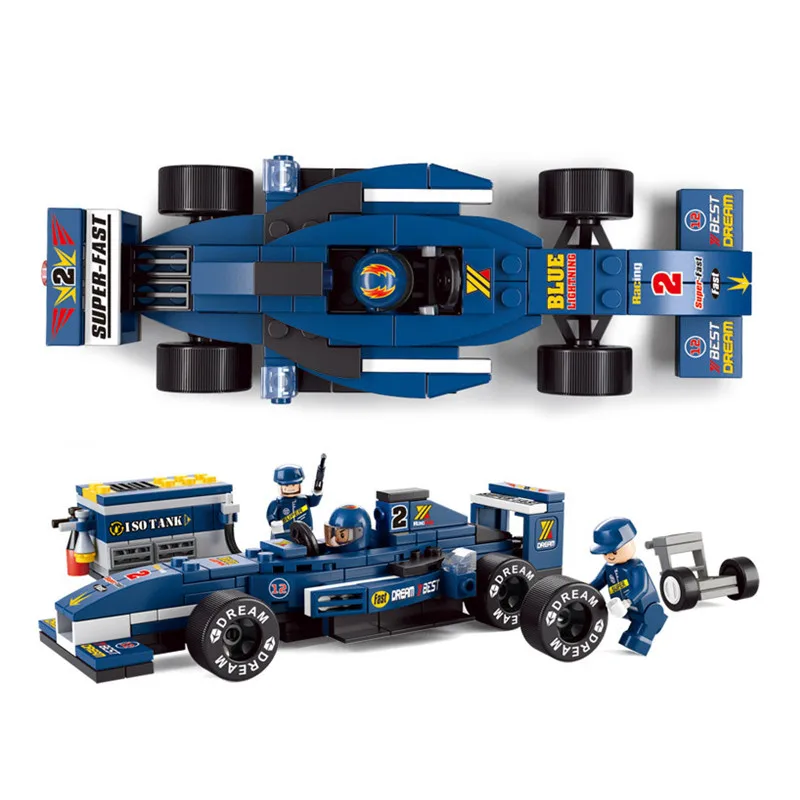 Детская развивающая игрушка! 196 шт./компл. F1 гоночный автомобиль строительные
