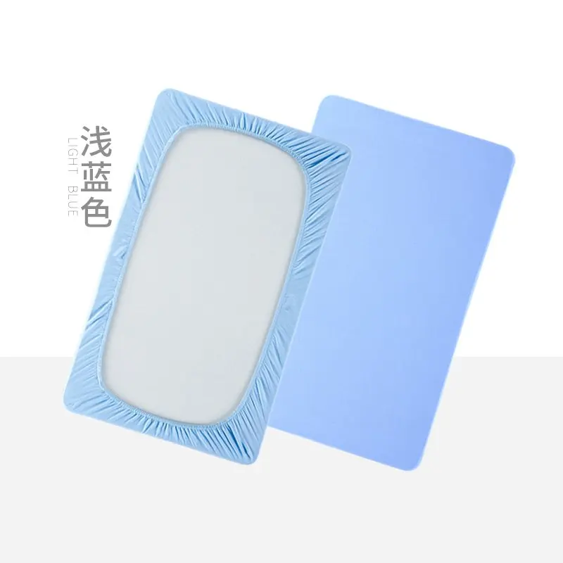 light blue Однотонный хлопковый простынь для детской кровати портативный детский матрасный чехол для детской кроватки эластичный детский постельный комплект детская кровать для малыша протектор - Цвет: light blue