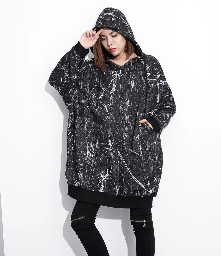 Depictdream Новинка 2017 Осень femalehooded Длинные рукава одноцветное черного цвета с