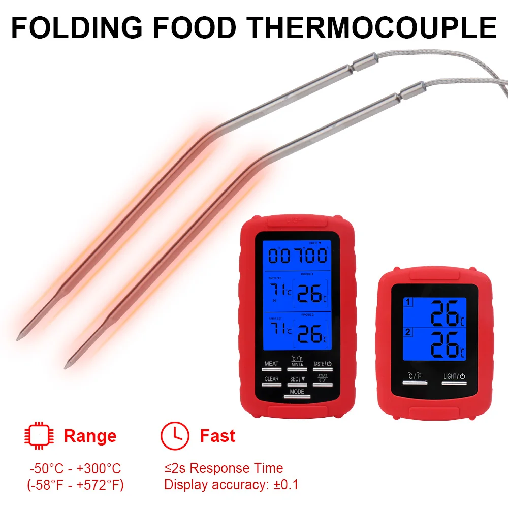 Беспроводной цифровой термометр для мяса кухонный градусник со стальным щупом и