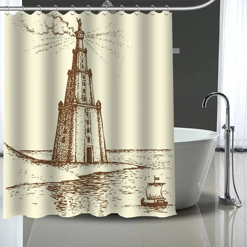 New Custom lighthouse Curtains Polyester Bathroom Waterproof Shower Curtain With Plastic Hooks More Size | Дом и сад