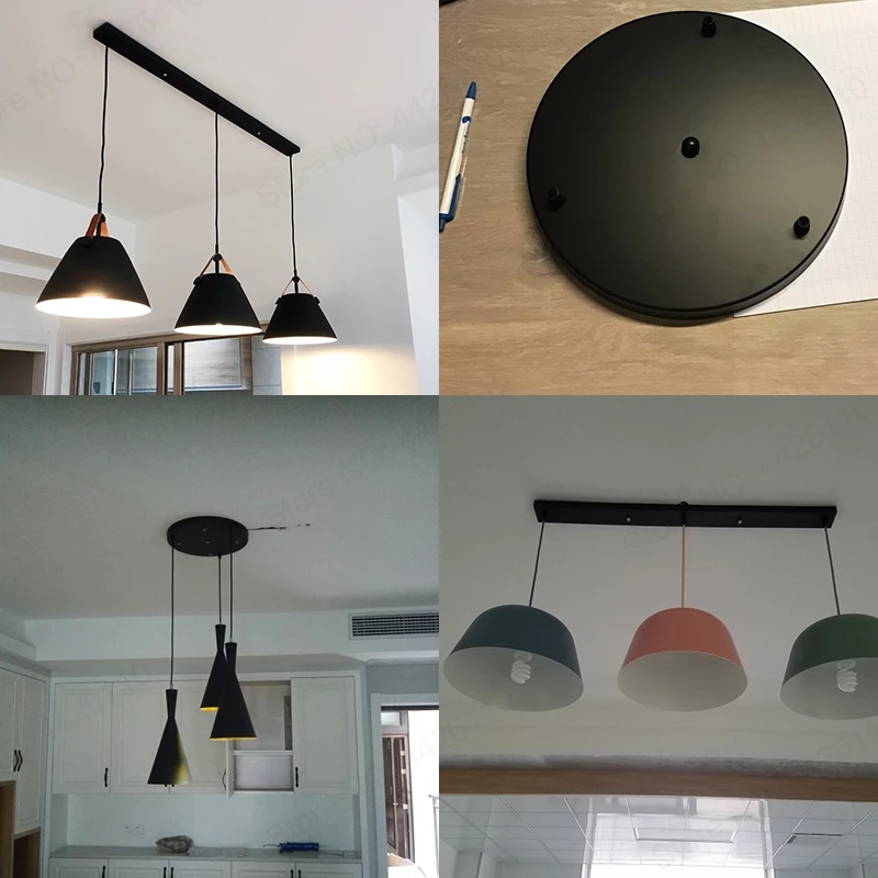Accesorio de lámpara colgante, barra de 3 lámparas larga, redonda, montada en el techo, dosel personalizado para luces colgantes, bricolaje