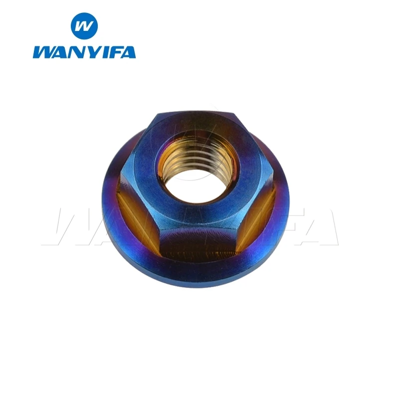 Blue M5 Титановый "Wanyifa" M5 M6 M8 гайка фланца Радуга голубое золото Цвет для Велосипедный дисковый тормоз - Цвет: Blue M5