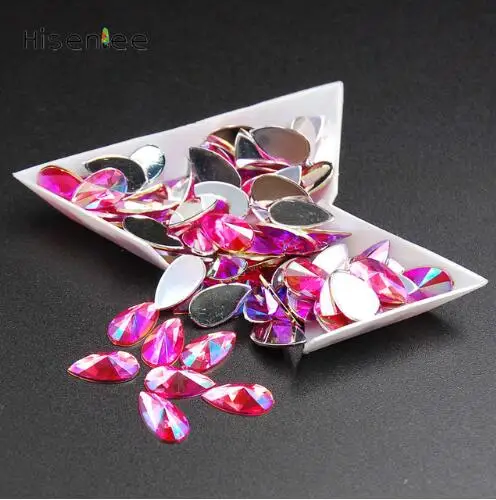 Высокое качество 8*13 мм 100 шт. 3D crystal clear Мода каплевидной формы горный хрусталь Супер Блестящий горный хрусталь DIY дизайн ногтей украшения - Цвет: rose  AB