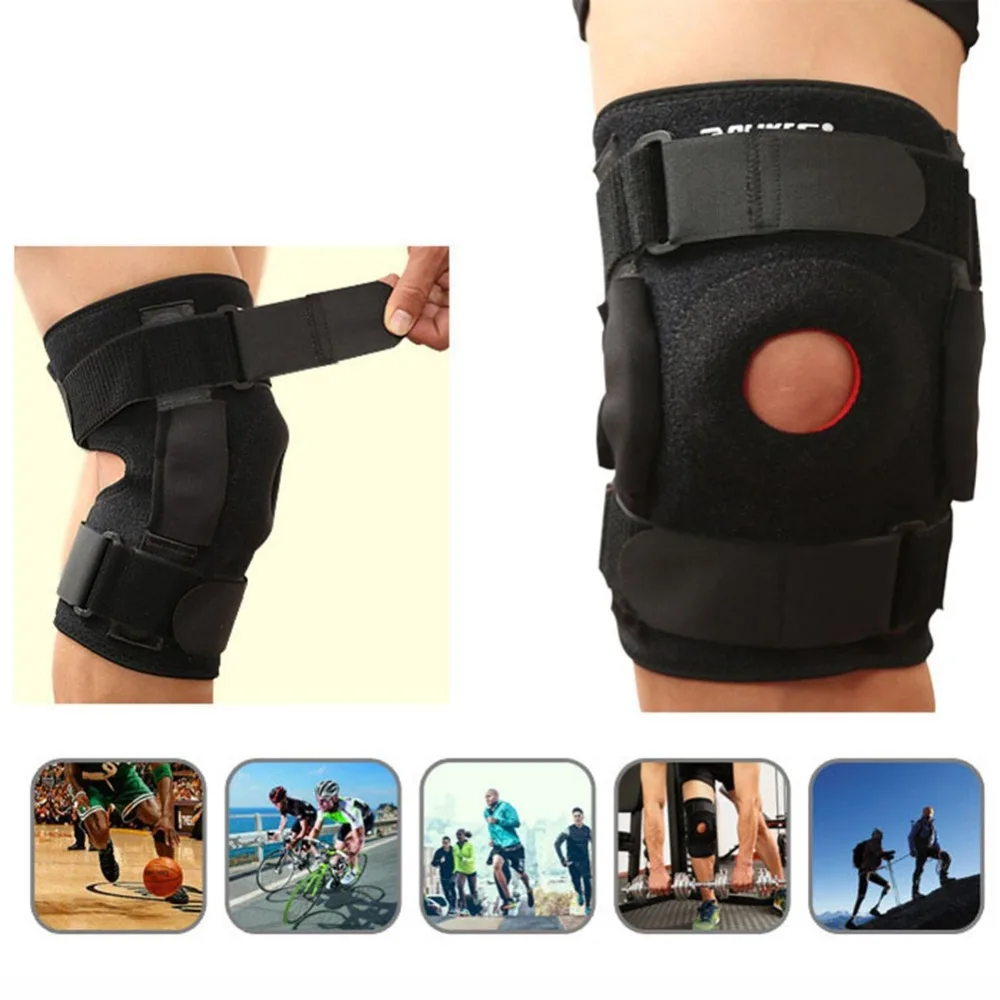 

Knee Sleeve Wrap Alloy Spring Plate Breathable Nylon Leg Protective Belt Fitness Cycling Climbing Sportswear Accessories