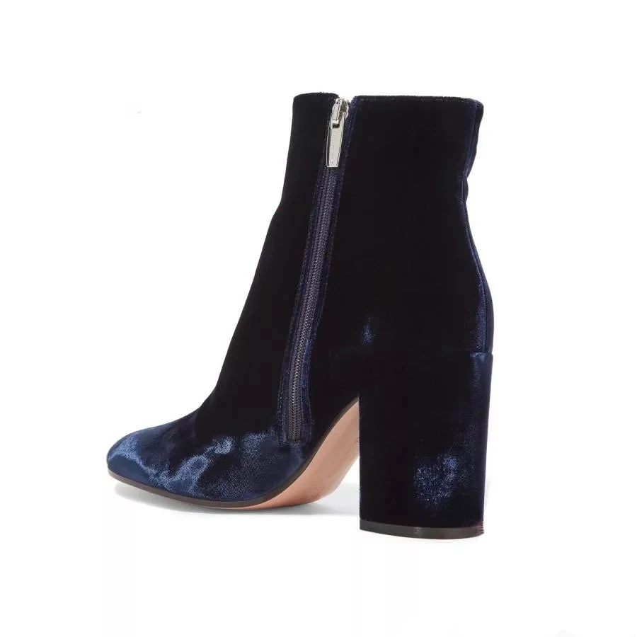 Женские ботильоны на высоком каблуке с квадратным носком|blue velvet boots|boots fashionfashion