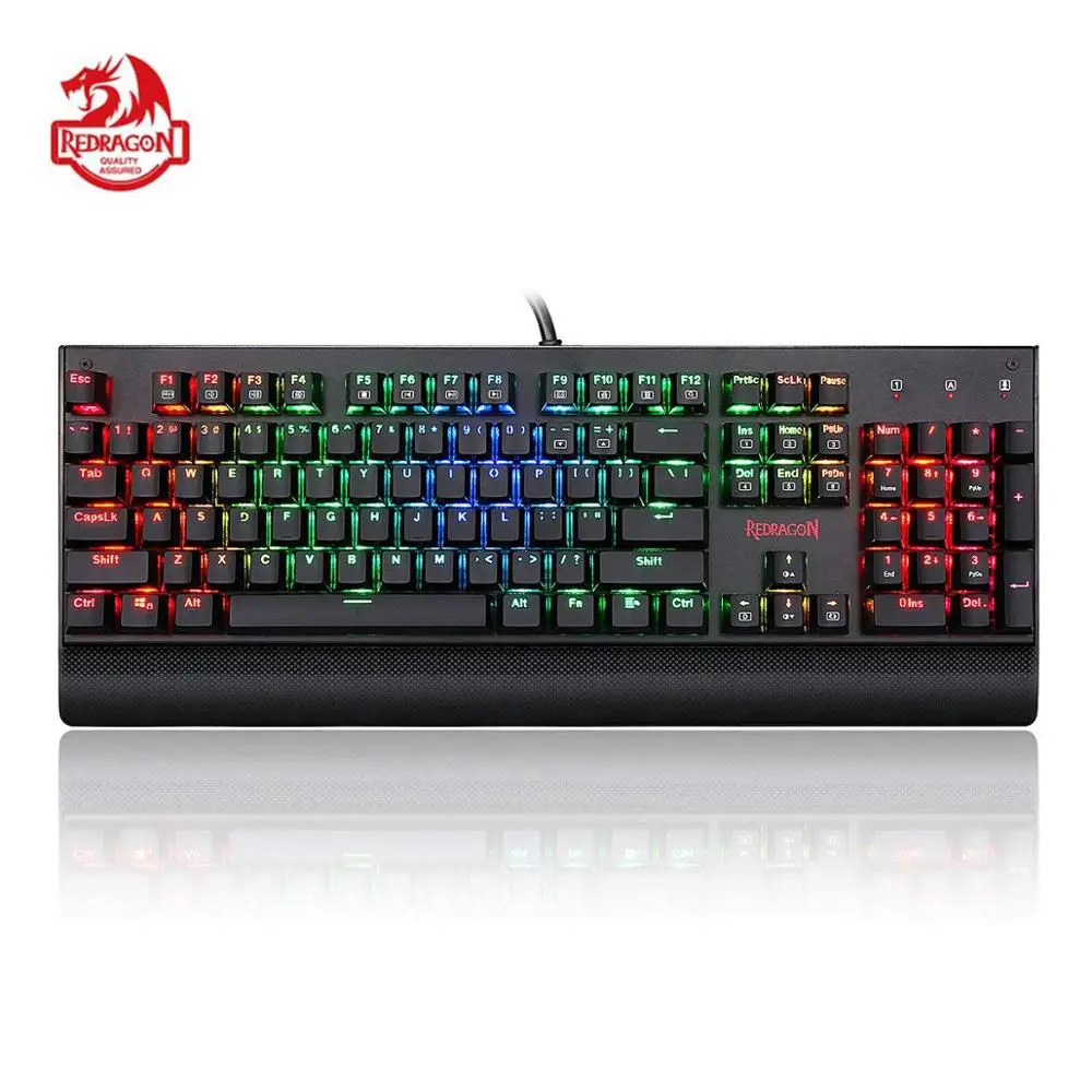 Механическая игровая клавиатура Redragon K557 KALA, синие переключатели с 104 клавишами, с защитой от привидения, USB 6, с RGB подсветкой, водонепроницаемая, полноразмерная