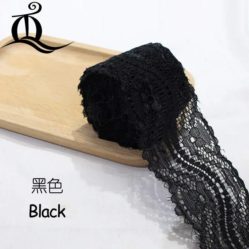 black 5 Ярд 24 смешанные цвета аксессуары для одежды изысканный цвет кружево качество ткань кружево с эластичным кружевом шириной 5,5 см эластичное кружево, лента - Цвет: black