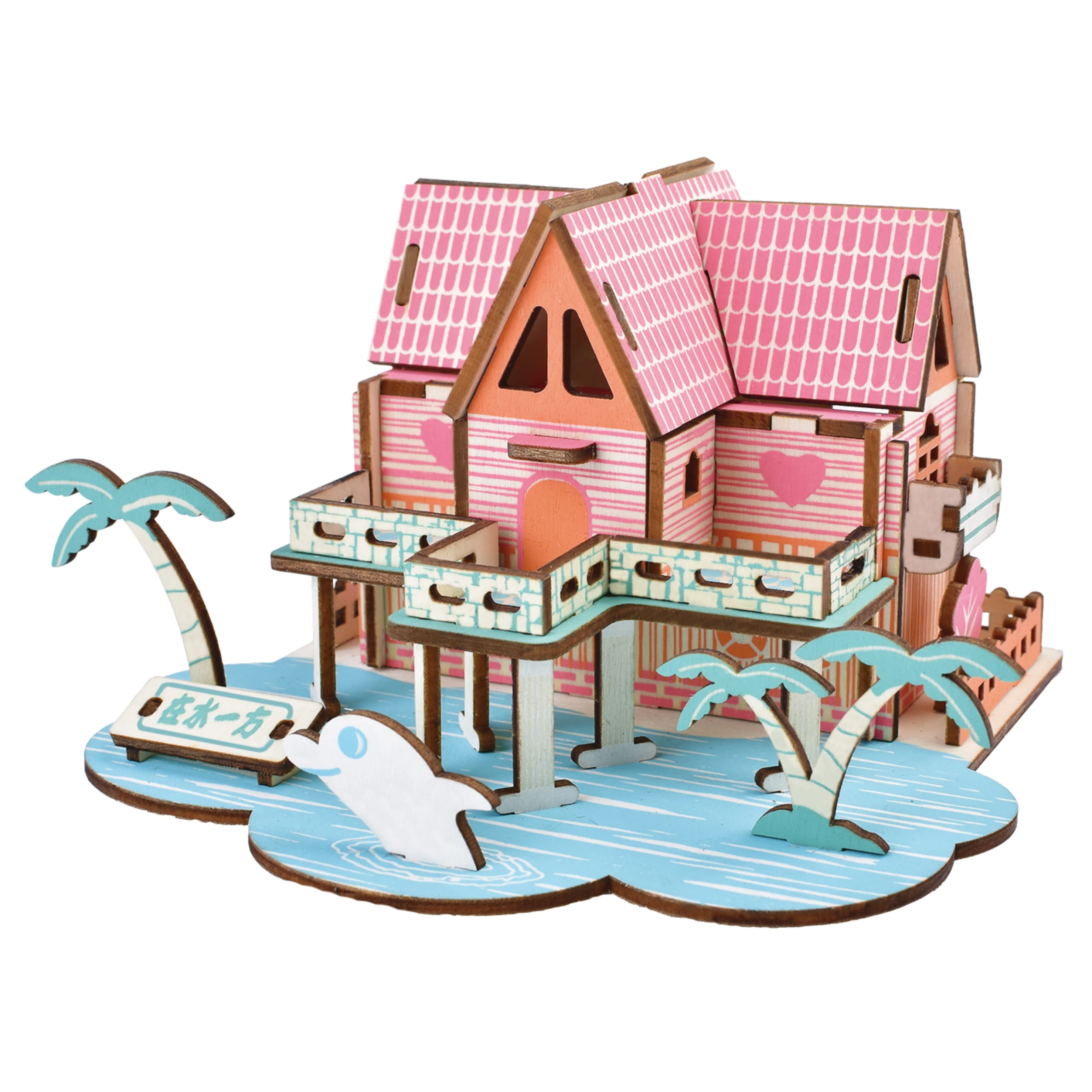 Деревянная 3d-модель виллы строительные наборы пазлы игрушки подарок для детей