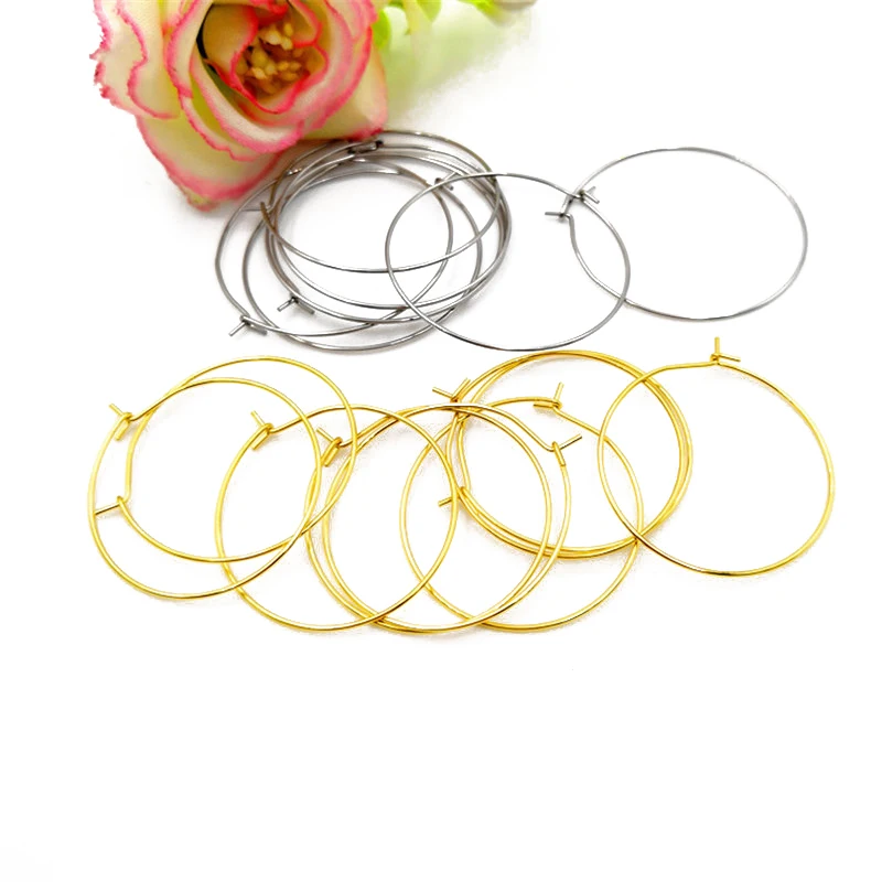Большие круглые серьги петли золотистые из нержавеющей стали крючки для ушей