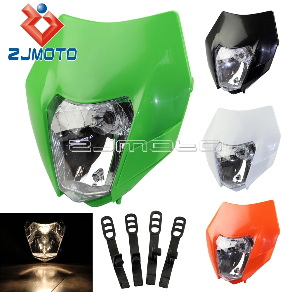 

Green Motocross Supermoto Headlight Fairing For Kawasaki KLX 110 125 150 KX 450 KDX KLE KLR 250 Off Road Dirt Bike Headlight